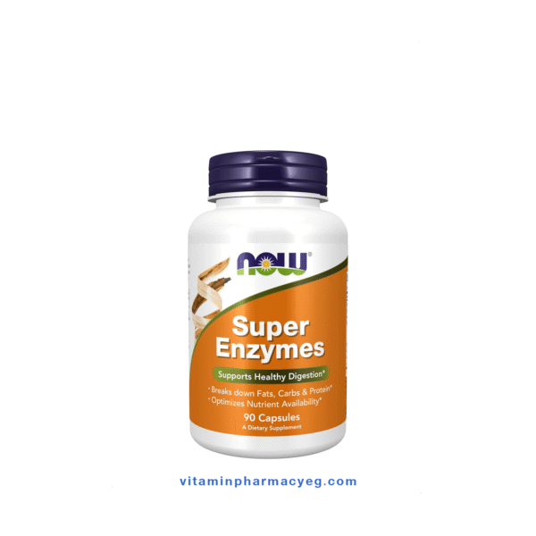 SUPER ENZYMES 90 CAP NOW – مكمل إنزيمات هاضمة لتحسين الهضم وصحة المعدة من NOW