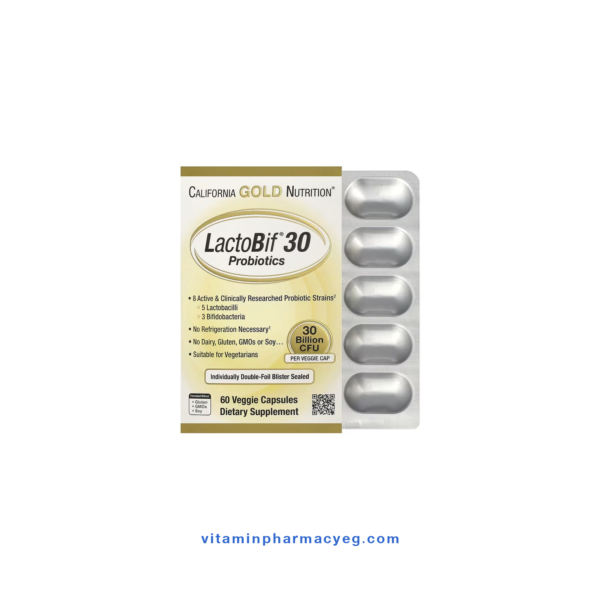 California Gold Nutrition LactoBif® 30 Probiotics - بروبيوتيك لاكتوبيف، عبوة 60 كبسولة نباتية