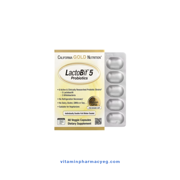 California Gold Nutrition LactoBif® 5 Probiotics - بروبيوتيك لاكتوبيف 5 مليار - 60 كبسولة