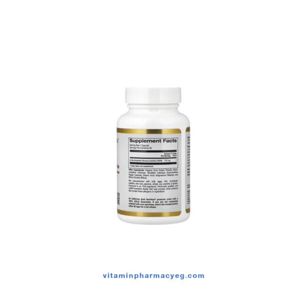 California Gold Nutrition NMN 175 mg - ظهر العبوة وتفاصيل الـ Supplement Facts