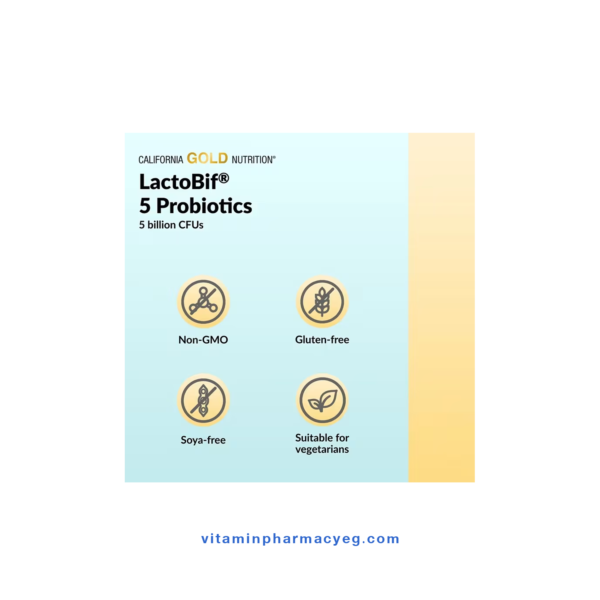 California Gold Nutrition LactoBif 5 Probiotics - خالي من الجلوتين والصويا ونباتي